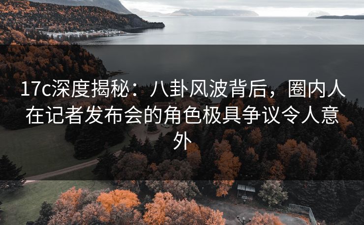 17c深度揭秘:八卦风波背后,圈内人在记者发布会的角色极具争议令人意外 17c深度揭秘:八卦风波背后,圈内人在记者发布会的角色极具争议令人意外