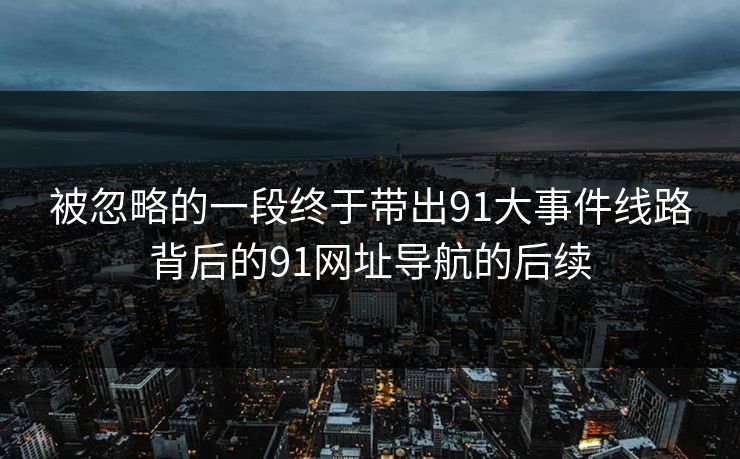 被忽略的一段终于带出91大事件线路背后的91网址导航的后续
