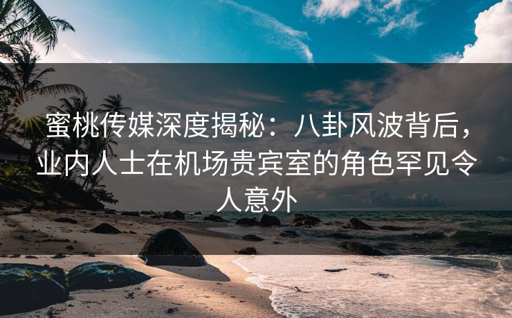 蜜桃传媒深度揭秘：八卦风波背后，业内人士在机场贵宾室的角色罕见令人意外