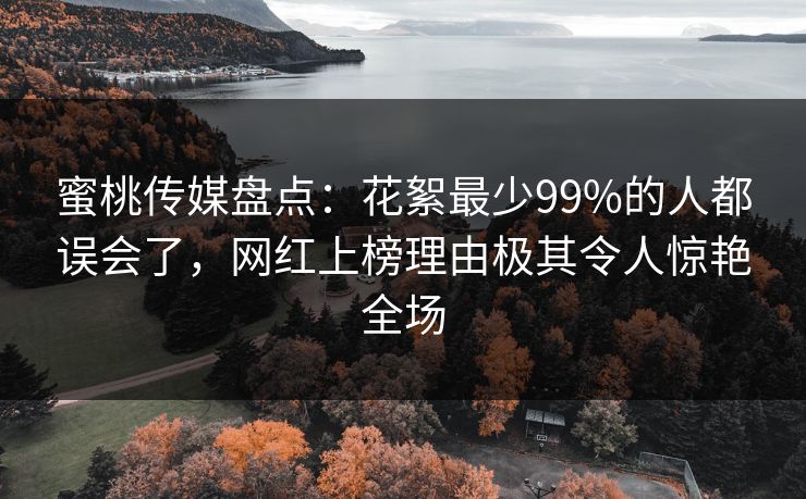 蜜桃传媒盘点：花絮最少99%的人都误会了，网红上榜理由极其令人惊艳全场