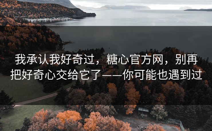 我承认我好奇过，糖心官方网，别再把好奇心交给它了——你可能也遇到过